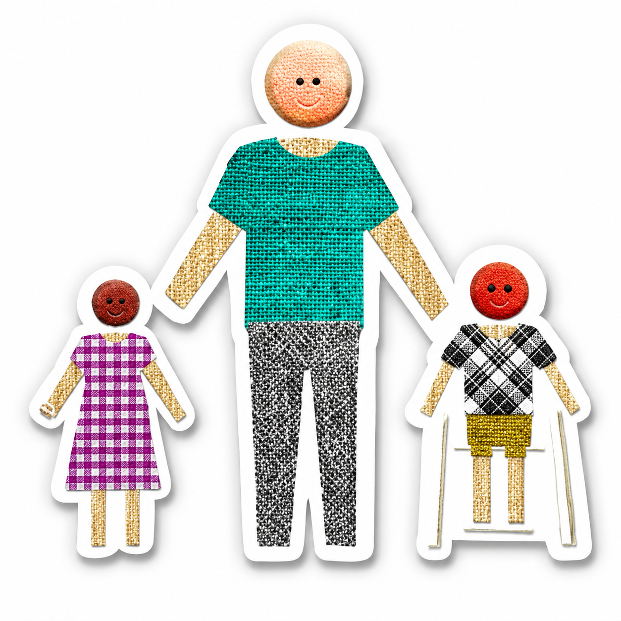Ein Erwachsener mit zwei Kindern - eines im Rollstuhl